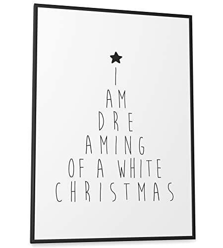Papierschmiede® XMAS Poster, A2 Bild fertig gerahmt (Rahmen mit „jetzt anpassen“ auswählen), Weihnachten Wanddeko, Schlafzimmer, Wohnzimmer Dekoration, Küche, White Christmas von Papierschmiede
