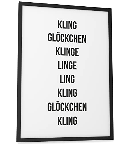 Papierschmiede® XMAS Poster Kling Glöckchen, A3 (30x42 cm) Deko mit Spruch zu Weihnachten, Wohnzimmer Wanddeko, Schlafzimmer, Küche Dekoration ohne Rahmen, Deko zu Weihnachten von Papierschmiede