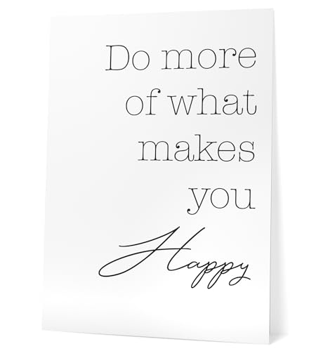 Papierschmiede® Bilder Home XXL Kunstdruck A1 (59,4x84,1 cm) Spruch Poster Zuhause Schrift Bild Wanddeko in schwarz weiß, Sprüche für Wohnzimmer Büro Küche, Do more of what makes you happy von Papierschmiede