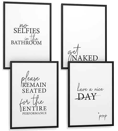 Papierschmiede® Premium Spruchposter Set 4er DIN A3 (30x42 cm) Motiv: Bathroom, Typografie für Zuhause als Kunstdruck ohne Rahmen von Papierschmiede