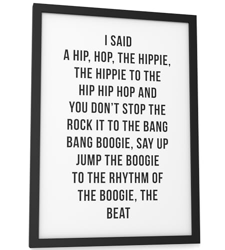 Papierschmiede® Bilder Home Kunstdruck A4 (21x30 cm) Spruch Poster Zuhause Schrift Bild Wanddeko in schwarz weiß, Sprüche für Wohnzimmer Büro Küche, Rapper's Delight „Hip Hop“ von Papierschmiede