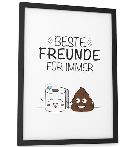 Papierschmiede® Bilder Home Kunstdruck A4 (21x30 cm) Spruch Poster Zuhause Schrift Bild Wanddeko in schwarz weiß, Sprüche für Wohnzimmer Büro Küche, WC - Beste Freunde für immer von Papierschmiede