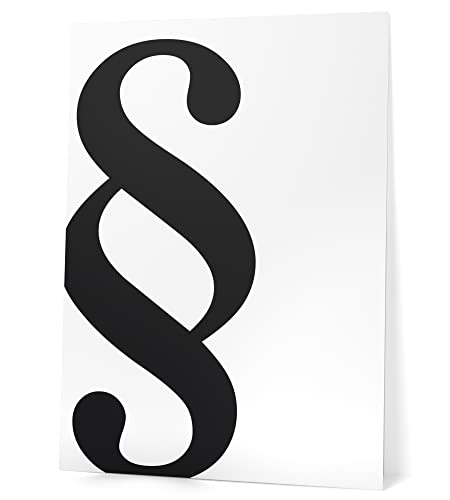 Papierschmiede® Typografie Poster, 40x50 cm, Wanddeko Büro, Arbeitszimmer, Küche, schwarz-weiß Bild mit Spruch OHNE Rahmen, Symbol: § Paragraph schwarz auf weiß von Papierschmiede