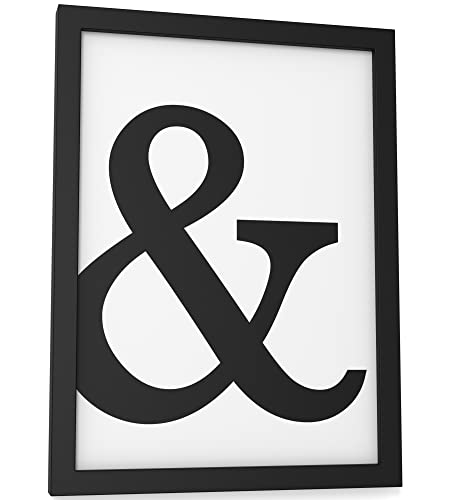 Papierschmiede® Typografie Poster, A5 fertig gerahmt (Rahmen: Material und Farbe wählbar), Wanddeko Bild Spruch, Wohnzimmer, Schlafzimmer, Küche, Symbol: & / et/und-Zeichen schwarz auf weiß von Papierschmiede