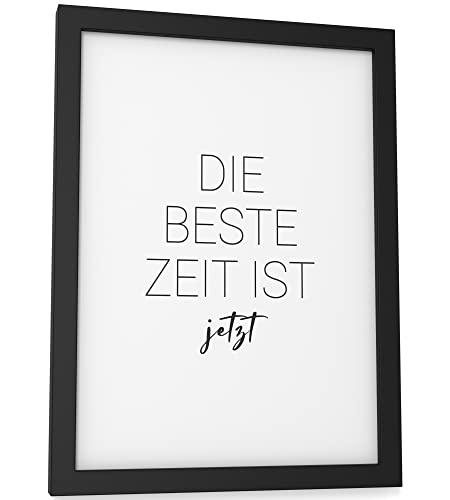 Papierschmiede® Typografie Poster, DIN A5 (15x21 cm), Wanddeko Wohnzimmer, Schlafzimmer, Küche, schwarz-weiß Bild mit Spruch OHNE Rahmen, Beste Zeit von Papierschmiede