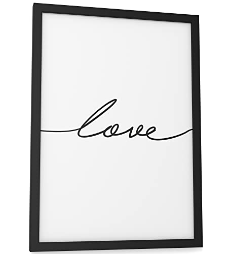 Papierschmiede® Typografie Poster, DIN A4 (21x30 cm), Wanddeko Wohnzimmer, Schlafzimmer, Küche, schwarz-weiß Bild mit Spruch OHNE Rahmen, love von Papierschmiede