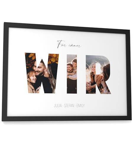 Papierschmiede® WIR personalisiertes Bild mit Fotos - A4 im Bilderrahmen - Geschenke für Frauen - Geschenke für Männer - Personalisiertes Geschenk Paare Partner Fotodruck Weihnachten Valentinstag von Papierschmiede