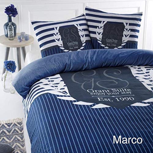 Papillon Marco Flanel Bettbezüge, Baumwolle, Blau, 200 x 200/220 cm von Papillon