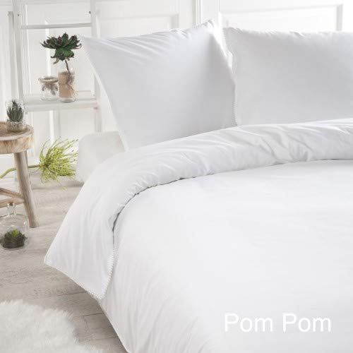 Papillon Pom Bettbezüge weiß, Baumwolle, 200 x 200/220 cm von Papillon