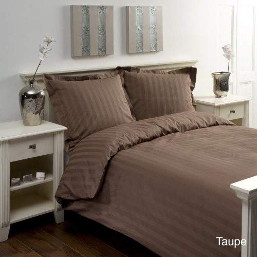 Papillon Satin Streif Bettbezüge Taupe, Baumwolle, 140 x 200/220 cm von Papillon