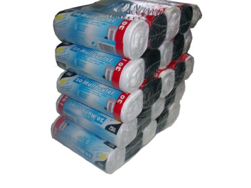 Papstar 12095 Müllbeutel, HDPE 30 L, 60 x 50 cm, 5-er Pack, farbig sortiert von PAPSTAR