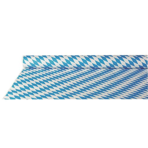 PAPSTAR 12543 Damasttischtuch Tischdecke Raute Oktoberfest, 10 x 1 m, bayrisch blau von PAPSTAR