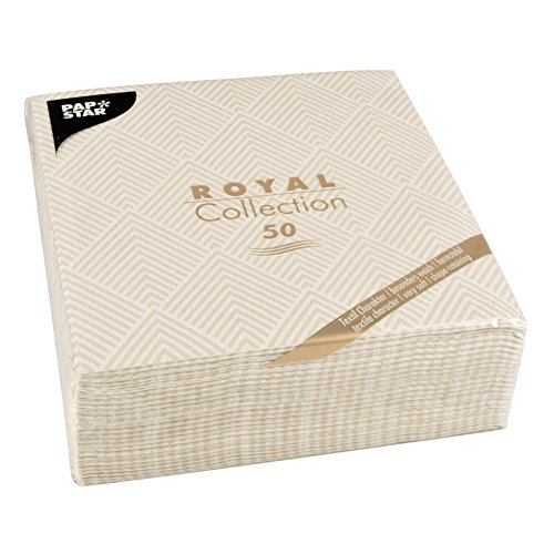 Papstar, 50 Servietten "ROYAL Collection" 1/4-Falz 40 cm x 40 cm champagner "Elegance", #86497 von PAPSTAR