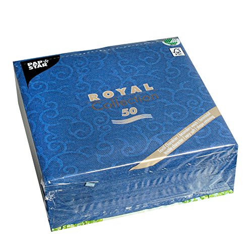 Papstar, 50 Servietten "ROYAL Collection" 1/4-Falz 40 cm x 40 cm dunkelblau "Casali", #84888 von PAPSTAR