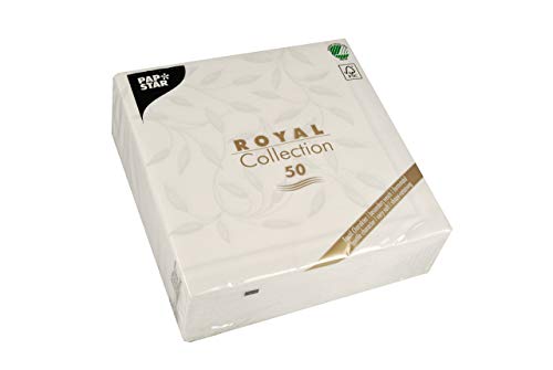 Papstar, 50 Servietten "ROYAL Collection" 1/4-Falz 40 cm x 40 cm weiss "New Mediterran", #11652 von PAPSTAR