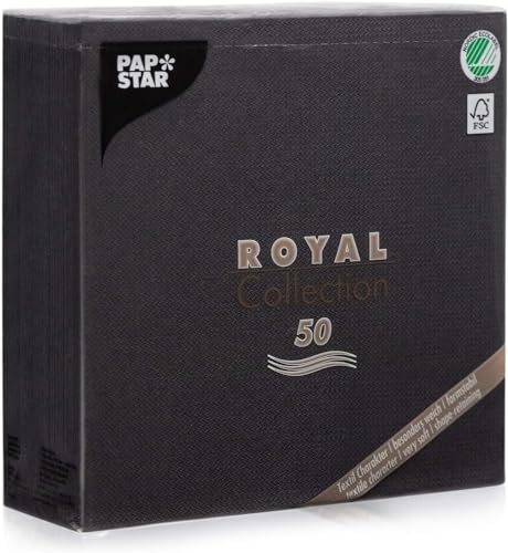 Papstar Servietten / Tissueservietten schwarz "Royal Collection" 40 x 40 cm, 1/4-Falz, ideal für Gastronomie, Haushalt oder Feste, #10452, 1 X 50er Pack von PAPSTAR