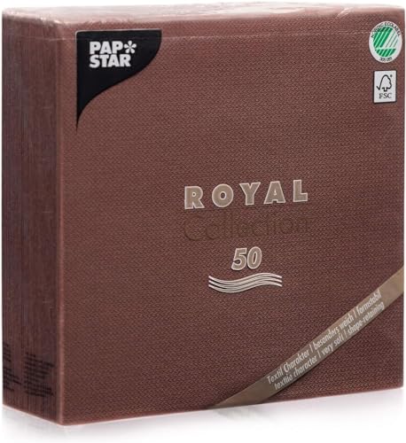 Papstar 10821 50 Servietten "Royal Collection" 1/4-Falz 40 x 40 cm, braun von PAPSTAR