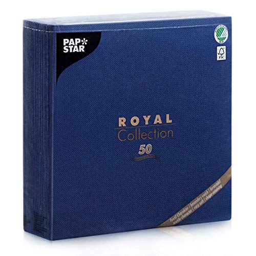 Papstar, 50 Servietten "ROYAL Collection" 1/4-Falz 48 cm x 48 cm dunkelblau, #11575 von PAPSTAR