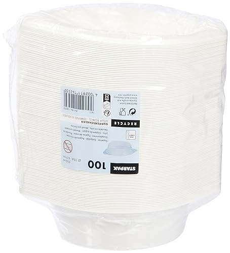 PAPSTAR Kunststoff Suppenschalen, 500 ml, Weiß, 100 Stück von PAPSTAR