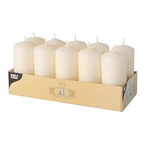 10 Stumpenkerzen Ø 40 mm 90 mm creme Blockkerzen Kerzen von PAPSTAR