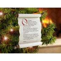 Das Vaterunser - Bibelrolle Weihnachtsverzierung Drop Cap Christian Jesus Zitat von PapuanLass
