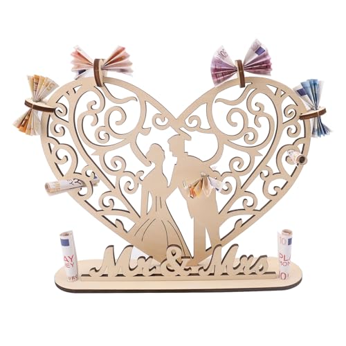 ParPix Geldgeschenk Hochzeit Holz, Hochzeit Geldgeschenk, Hochzeitsgeschenke für Brautpaar Geld, Personalisiert Hochzeitsgeschenk Geld, Geldgeschenke zur Hochzeit für Geburtstag Hochzeit Jubiläum von ParPix