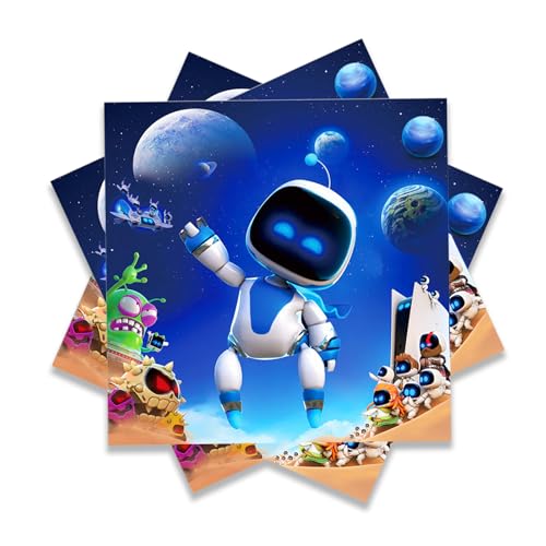ParPix 20 Stück Roboter Geburtstagsdeko Servietten, 33x33cm Weltraum Kindergeburtstag Papierservietten, Weltraum Astrobot Servietten, Roboterparty Papierservietten, Planet Kinder Roboter Serviettens von ParPix