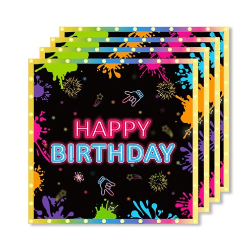 ParPix 24 Stück Bunte Geburtstag Servietten, 33x33cm Happy Birthday Serviettens, Geburtstagsdeko Papierservietten, Tischdeko Geburtstag, Einweg Servietten Geburtstags Party Deko für Junge Mädchen von ParPix