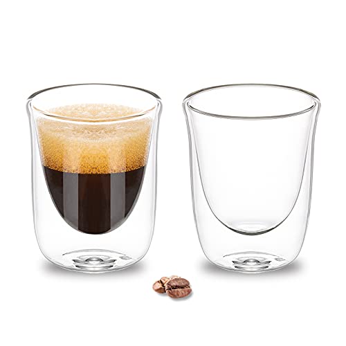 ParaCity Espressotassen 2er Set, 60ml Doppelwandige Gläser, Latte Macchiato Gläser mit Ausgießer, Kaffeetassen aus Borosilikatglas, Kleine Kaffeegläser für Espressomaschinen Zubehör (60ml) von ParaCity