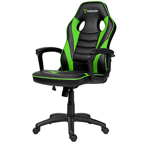 Paracon Squire | Gaming Stuhl Bürostuhl Chefsessel Schreibtischstuhl Drehstuhl Racing Ergonomisch mit Neigungsfunktion, Gepolsterte Armlehnen | Grün von Paracon