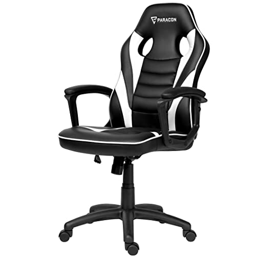 Paracon Squire | Gaming Stuhl Bürostuhl Chefsessel Schreibtischstuhl Drehstuhl Racing Ergonomisch mit Neigungsfunktion, Gepolsterte Armlehnen | Weiß von Paracon