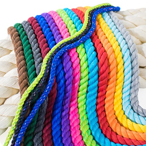 Paracord Planet Gedrehtes 3-strängiges Natur-Baumwollseil – 1/4, 1/2, 5/8, 3/4 und 2,5 cm Durchmesser – super weiches Weiß pro Fuß – 3 m, 25 m, 50 m, 100 m und volle Spulen von PARACORD PLANET