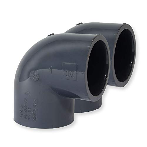 Paradies Pool GmbH PVC Fitting Winkel 90°, Ø 50mm mit Klebemuffen, Qualität aus Europa, Menge: 2 Stück von Paradies Pool GmbH