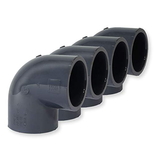 Paradies Pool GmbH PVC Fitting Winkel 90°, Ø 50mm mit Klebemuffen, Qualität aus Europa, Menge: 4 Stück von AMOVO