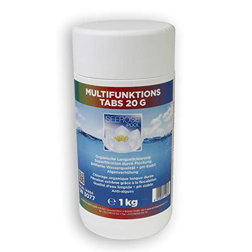 Paradies Pool GmbH Seerose Multifunktions Tabs 20 g 1 kg Quattro Tabletten 4-Fach Wirkung Chlor Algenschutz Flockungsmittel pH-Stabilisator von Paradies Pool GmbH