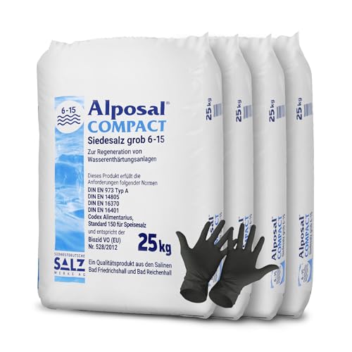 Alposal Compact Broxo 6-15 Regeneriersalz Körner 175 kg Poolsalz Schwimmbadsalz Wasserenthärteranlagen inklusiv 1 Paar ARNOMED Einweghandschuh von Paradies Pool