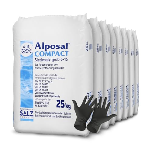 Alposal Compact Broxo 6-15 Regeneriersalz Körner 200 kg Poolsalz Schwimmbadsalz Wasserenthärteranlagen inklusiv 1 Paar ARNOMED Einweghandschuh von Paradies Pool