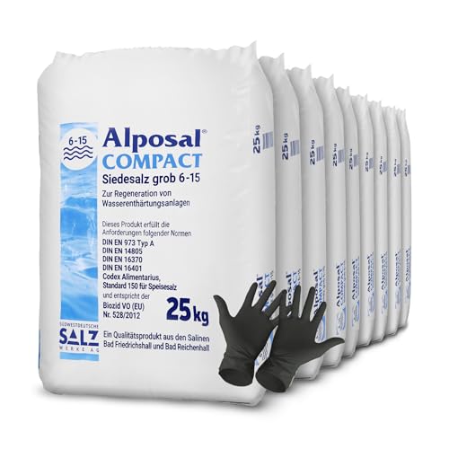 Alposal Compact Broxo 6-15 Regeneriersalz Körner 225 kg Poolsalz Schwimmbadsalz Wasserenthärteranlagen inklusiv 1 Paar ARNOMED Einweghandschuh von Paradies Pool