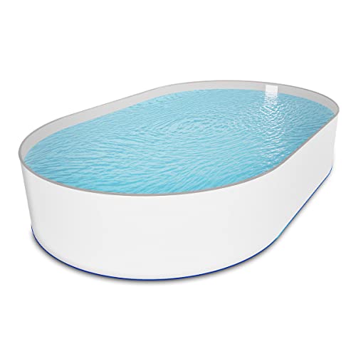Ovalpool Stahlwandpool weiß Folie grau Poolset oval 400 x 800 x 135 cm als Einzelbecken mit Skimmer Familienpool Kinderpool von Paradies Pool