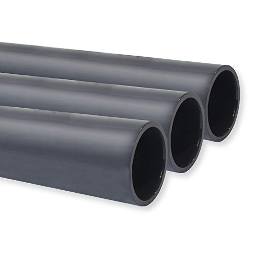 PVC Rohr PN10, Stange 1m x 50mm, PVC-U Druckrohr Fitting Kleberohr Muffe Pool Schwimmbecken, Menge: 3 Stück von Paradies Pool