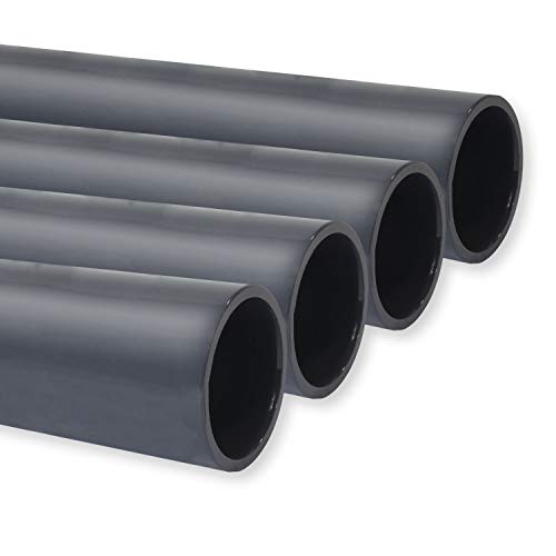 PVC Rohr PN10, Stange 1m x 50mm, PVC-U Druckrohr Fitting Kleberohr Muffe Pool Schwimmbecken, Menge: 4 Stück von Paradies Pool