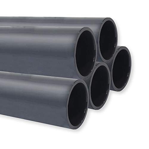 PVC Rohr PN10, Stange 1m x 50mm, PVC-U Druckrohr Fitting Kleberohr Muffe Pool Schwimmbecken, Menge: 5 Stück von Paradies Pool