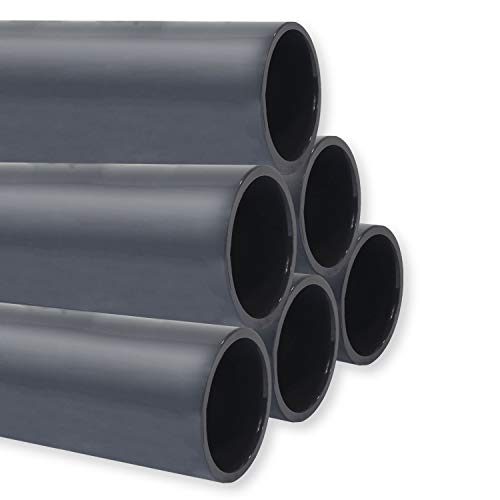 PVC Rohr PN10, Stange 1m x 50mm, PVC-U Druckrohr Fitting Kleberohr Muffe Pool Schwimmbecken, Menge: 6 Stück von Paradies Pool