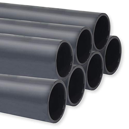 PVC Rohr PN10, Stange 1m x 50mm, PVC-U Druckrohr Fitting Kleberohr Muffe Pool Schwimmbecken, Menge: 7 Stück von Paradies Pool