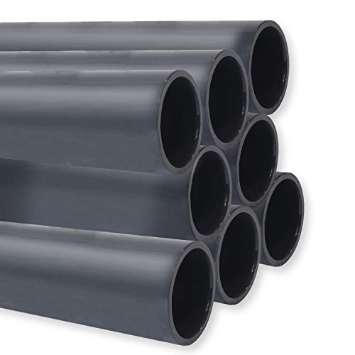 PVC Rohr PN10, Stange 1m x 50mm, PVC-U Druckrohr Fitting Kleberohr Muffe Pool Schwimmbecken, Menge: 8 Stück von Paradies Pool
