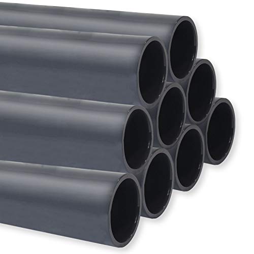 PVC Rohr PN10, Stange 1m x 50mm, PVC-U Druckrohr Fitting Kleberohr Muffe Pool Schwimmbecken, Menge: 9 Stück von Paradies Pool