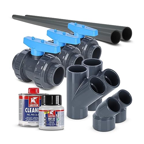 PVC-U Bypass Set 2 45° für Wärmepumpen Ø 50 mm Poolheizung Schwimmbecken Pool Heizung Erwärmung Wassererwärmung von Paradies Pool