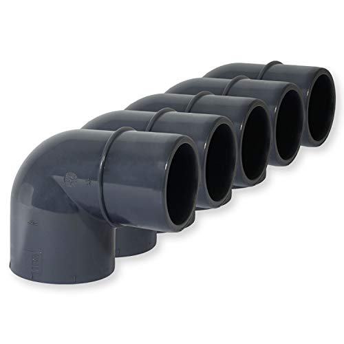 Paradies Pool PVC-U Fitting Winkel 90°, Ø 50mm Klebemuffe x Ø 40/50mm Klebestutzen, PVC-U Muffe Rohrverbinder Klebefitting 90 Grad zum verkleben, Qualität aus Europa, Menge: 5 Stück von Paradies Pool