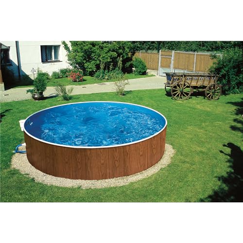Paradies Pool® Aufstellpool Splash Pool Einzelbecken rund 360 x 120 cm Holz inkl. Skimmer Vlies von Paradies Pool