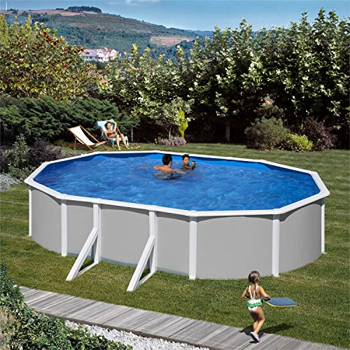 Paradies Pool® Gre Giant oval 300x500x120cm (Ø x H), Komplettset,Stahlwandbecken grau, Poolplane in blau 0,4mm, Handlauf extra breit, inkl. Skimmer-Set und Leiter, Swimmingpool, Menge: 1 Stück von Paradies Pool